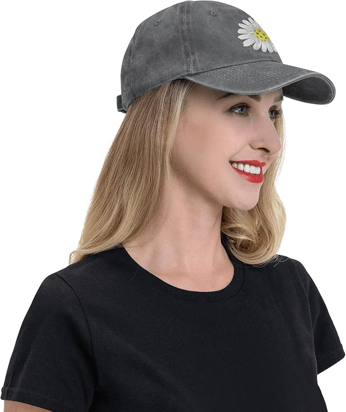 Waldeal Pickleball Hat for Women, Ajustable Embroidered Daisy Washed Denim Baseball Cap
