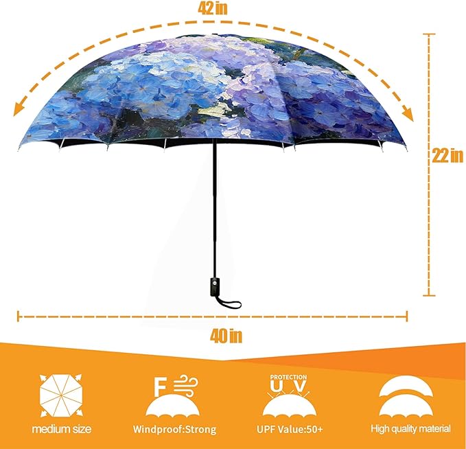 Small Compact Travel Automatic Folding Umbrella for Women, Portable Lightweight, Rain, Wind, UV Sun Shade