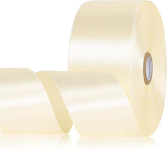 Ivory Ribbon 2 Inch 60 Yards Cream Satin Ribbon for Crafts, Gift Wrapping, Birthday Party, Flower Bouquet, Bows, Wedding, Christmas and Festival Decor