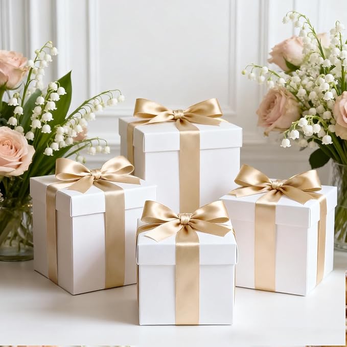 KINGLAKE Champagne Gold Satin Ribbon - 1 1/2'' x 100 Yards Polyester Champagne Ribbon for Gift Wrapping, Wedding, Party Decoration, DIY Crafts, Floral Bouquets and Wreath Bows
