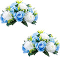 Sziqiqi Faux Silk Rose Flowers Artificial Flowers for Wedding Party Centerpiece Decorations Home Decorative Flowers, Pack of 2 Blue
