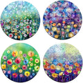 Watercolor FlowersRound Coaster Set - Made of Recycled Rubber - Set of 4