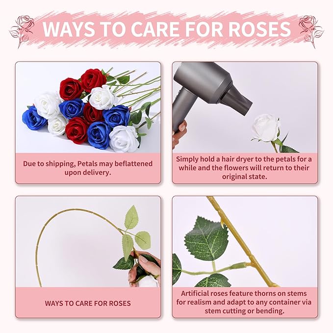 52 PCS Mixed Artificial Roses Bulk, Fake Artificial Flowers Wedding Bouquet Silk Faux Rose with Stems for Wedding Flowers Decoration, Valentines Roses, Bridal Bouquet Roses, Wedding Decoration