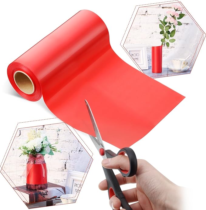 Syhood Outdoor Leaf Ribbon Floral Satin Ribbon for Crafts Aspidistra Waterproof Holiday Outdoor Decoration(8 Inch X 30 Yards,Red)
