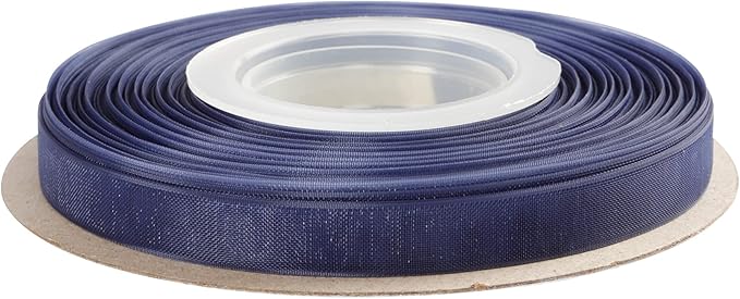 3/8 Inch Navy Shimmer Sheer Organza Ribbon Sheer Chiffon Ribbon 50 Yards-Roll Multiple Colors Available for Gift Wrapping Wedding Events Christmas Décor