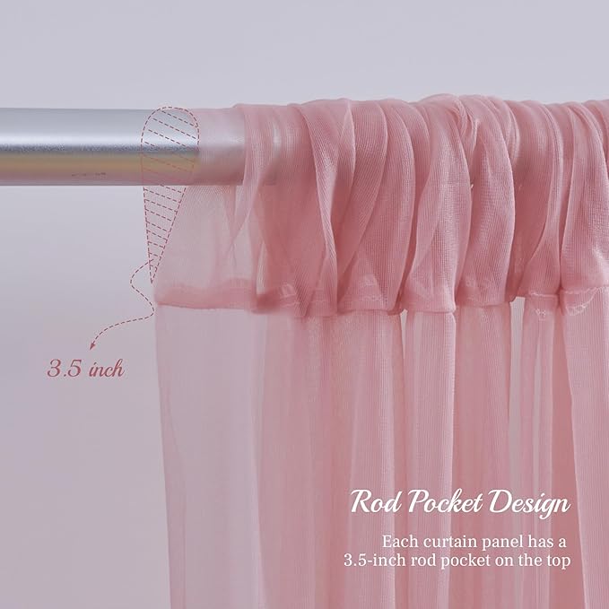 20ft X 10ft Dusty Rose Tulle Backdrop Curtain for Parites, Sheer Backdrop Curtains Fabric Drapes for Wedding Ceremony Arch Party Stage Decorations