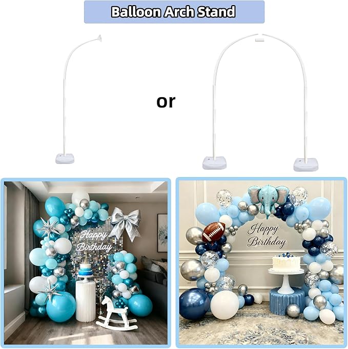 Balloon Arch Stand Kit 9ft &5.6ft,Heavy Duty Base With Water Filling Bag,White Bendable Half Arch Balloon Arch for Birthdays Holiday Decorations And Other Indoor And Outdoor Parties No Balloons