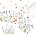 3 Pack Spring Floral Tablecloth, Wildflower Butterfly Plastic Table Cover for Easter, Birthday, Wedding, Tea, Wildflower Party Decorations, 54 x 108 Inch