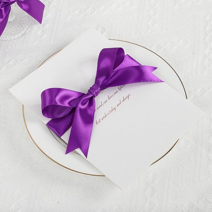 Purple Ribbon 1 Inch 60 Yards, Dark Purple Satin Ribbon for Flower Bouquet, Graduation Lei, Crafts, Gift Wrapping, Baby Shower, DIY Bows, Wedding, Halloween