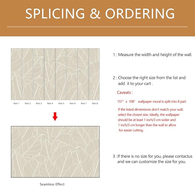 Tropical Palm Leaf Beige Wallpaper Peel and Stick Botanical Leaf Pattern Art Self Adhesive Wall Mural for Living Room Bedroom 157"x108"