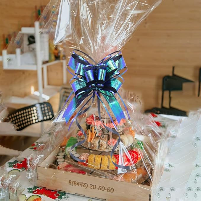 Large Black Gift Bows - Perfect Iridescent Bows for Gift Boxes Wrapping, Pull Bows for Man, Corporate, Birthdays, Halloween, Holiday Present Decoration(6 inches, 10 PCS)