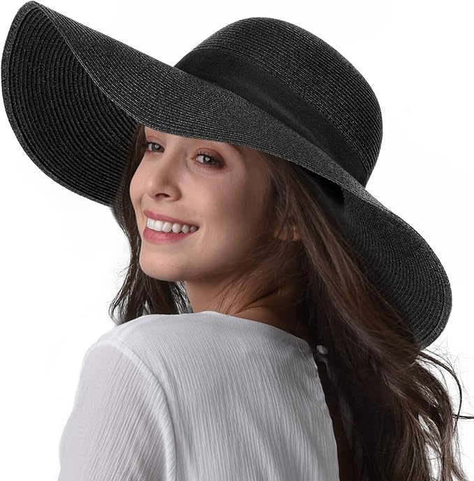 FURTALK Womens Sun Straw Hat Wide Brim UPF 80 Summer Hat Foldable Packable Floppy Beach Hats for Women