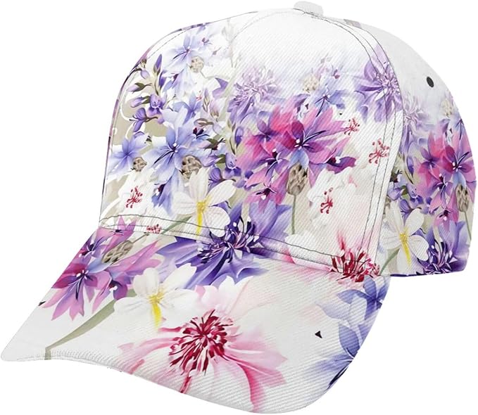 Pastel Cornflowers Floral Baseball Cap Dad Hats All-Over Print Fashion Accessory 100% Polyester Adjusts to Fit Most
