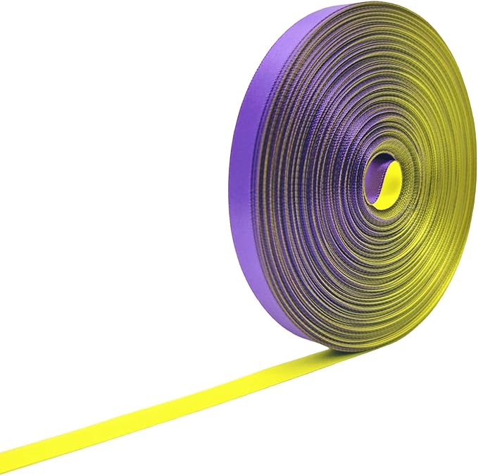 3/8 Ribbon, Purple & Yellow Two-Tone Double Faced Satin Ribbon for Gift Wrapping, Flower Bouquet, Bow, Hair, Wedding, DIY Crafts, Holiday Party Decorations, 30 Yards Total