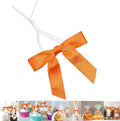 50 Pack 3" Satin Twist Tie Bows, Twist Bows for Treats, Ribbon Bows with Twist Ties Gift Wrap Bows, Pretied Bows Ties for Cake Pops, Baby Shower, Sweets Packaging, Party Favors, Gifts(Orange)