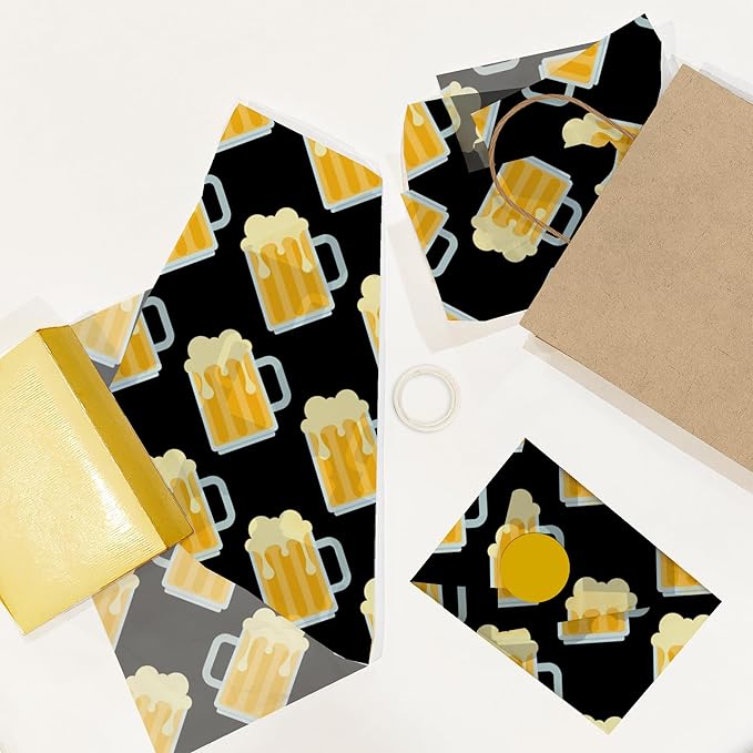 Pro Supply Global Beer Printed Tissue Paper for Gift Bags or Boxes and Wrapping - Father's Day Adult Bulk Decorative Art Tissue Paper for Packaging and Gifting | 24 Sheets 20" x 30"