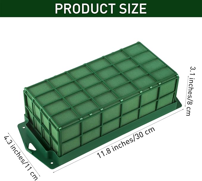 2 Packs Floral Foam Cage Rectangle Flower Cage Holders with Floral Foam Flower Arrangement Supplies for Fresh Flowers, Home Wedding Decorations, 11.8 x 4.3 x 3.1 Inches