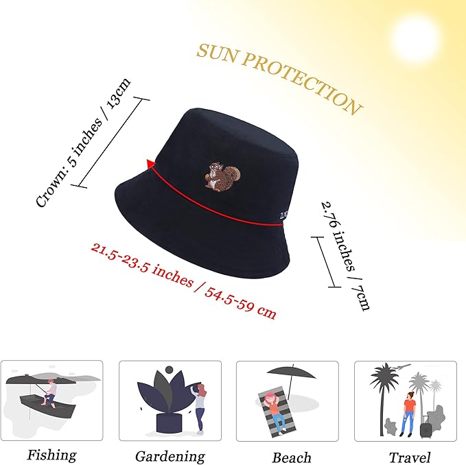 ZLYC Unisex Fashion Embroidered Bucket Hat Summer Fisherman Cap for Men Women