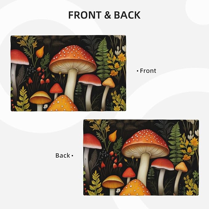Placemats 4 pcs Mushroom Double-Layer Imitation Linen Place Mats Non-Slip Heat-Resistant Tablemats for Home Restaurant Hotel 18×12 Inch