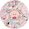 Pig Vinyl Stickers for Teens Boy Girls Kids|50 Pcs|Cartoon Waterproof Stickers for Laptop Phone Tablet Luggage Flasks Water Bottle Notebook Scrapbook Bike Car Computer,Cute Animals Decals Pack(Pig)