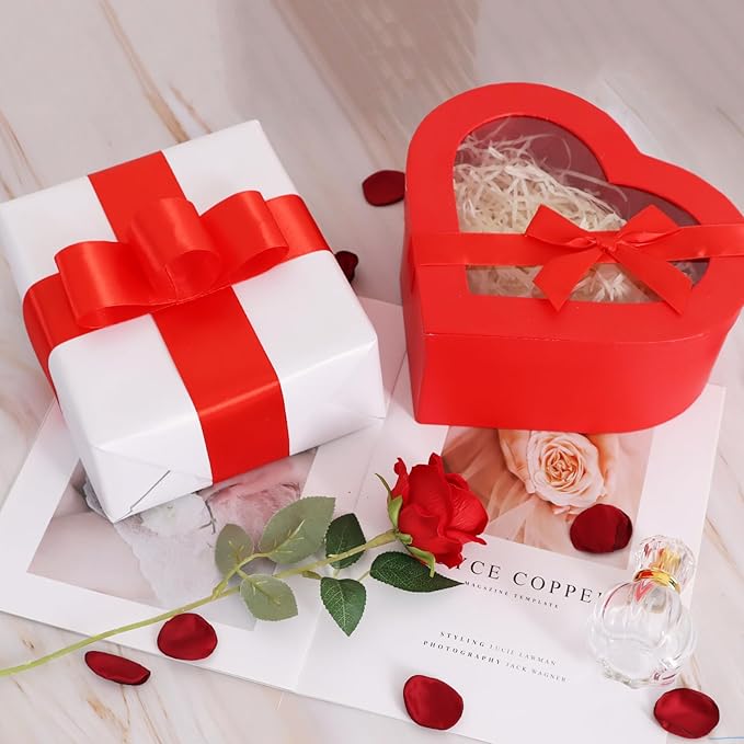 TONIFUL 100 Yards Red Ribbon 1-1/2 Inch Satin Ribbon for Gift Wrapping Bouquet Wrapping Eternal Flower Making and Wedding Chair Sash Valentine's Day Christmas Decorations Hair Bows Crafts & Sewing