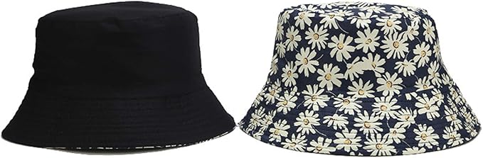 Mashiaoyi Unisex Print Double-Side-Wear Reversible Bucket Hat