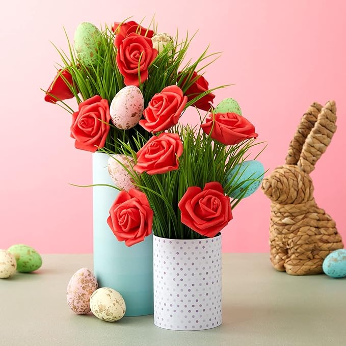 Juvale Artificial Carnations - Wedding Decor & Centerpiece Table Decorations - Artificial Flowers Bulk & Bridal Bouquet - Faux Flowers for Vase & Floral Decorations - 100 Pack, 3 in Dia, Red