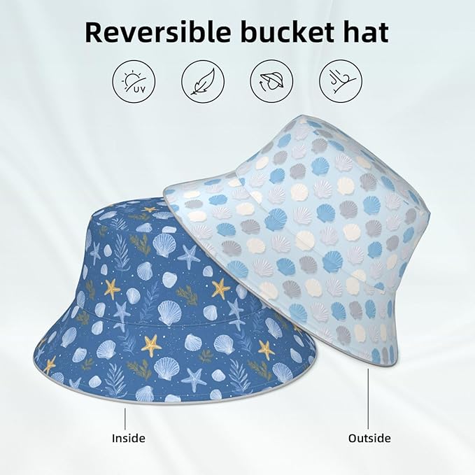 Bucket Hat Double-Side-Wear Reversible Sun Hat Beach Travel Hiking for Women Men