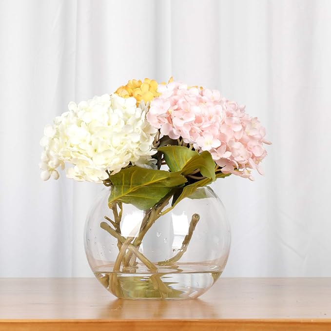 WGV Bowl Glass Vase Bulk, Diameter 10", Height 8", Open Width 6", (Multiple Sizes Choices) Clear Bubble Planter Terrarium Fish Bowl for Wedding Event Home Decor, 4 Pieces (VBW0010)