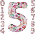 Flower Balloons 40 Inch Floral Number 5 Balloon for 5th Birthday Garden Party Decorations Five Year Old Photo Props Foil Number 5