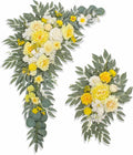 Artificial Flowers Wedding Arch Decor Arch Flowers (Set of 2) for Wedding Welcome Sign and Backdrop Decoration (Yellow)