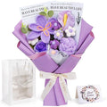 Crochet Flowers Bouquet, Handmade Knitting Crochet Flowers, Tulips Flower and Calla Lily Bouquet for Birthday, Teacher’s Day, Graduation, Valentines (Purple)