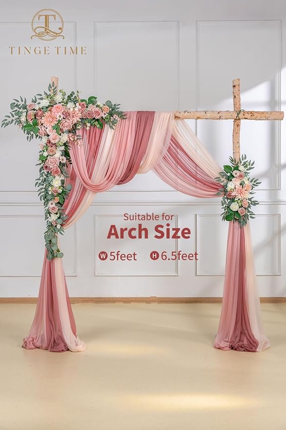 TINGE TIME Artificial Arch Flowers Kit Pack of 5, Wedding Decorations for Reception with Hanging Flowers, Wedding Arch Silk Floral Arrangements Ceremony Backdrop Bridal Shower Outdoor Party Decor