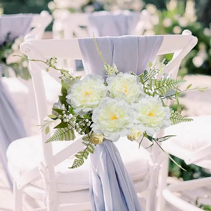 20pcs 5" Artificial Flower Peonies, Silk Peonies with 6" Stems, Flowers Suitable for Wedding Bouquets, Home Party Decoration (Milk White)