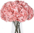 2Bouquets Artificial Fake Flowers Plants Silk Hydrangea Arrangements Wedding Bouquets Decorations Plastic Floral Home Kitchen Garden Party Festival Bar DIY(Light Coral Pink)
