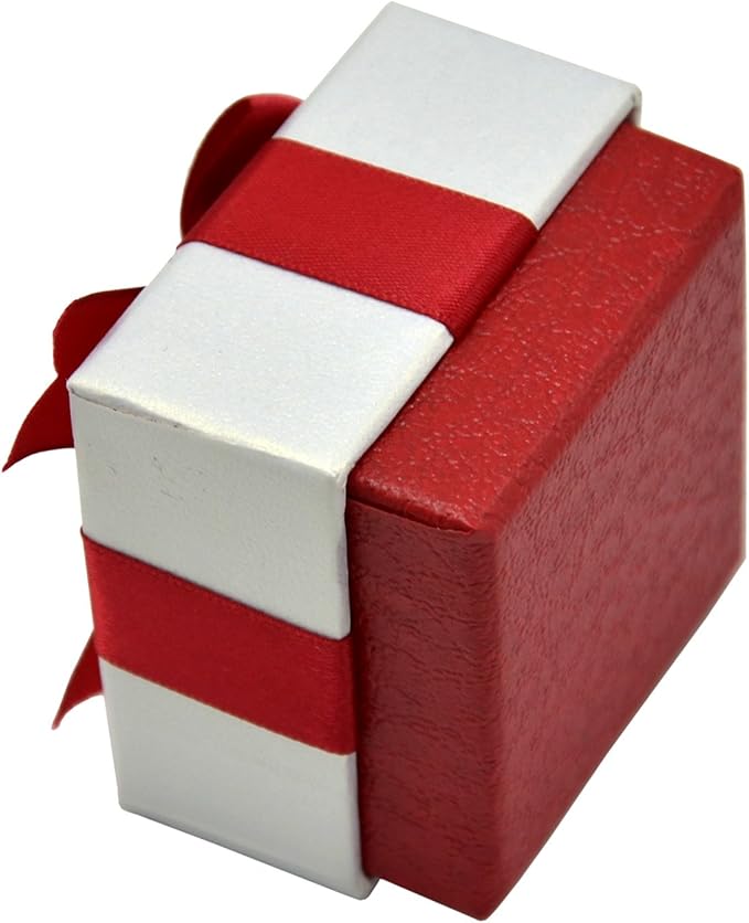 Paialco Jewelry Package Paper Gift Box Red Ribbon Bow-Knot 2 1/4-Inch by 2 1/4-Inch