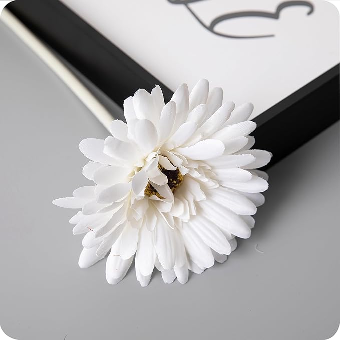 12pcs Artificial Gerbera Daisies,22 Inch Long Stem Silk Daisy Flowers,Realistic Artificial Flower Mums for Home Décor Centerpiece Wreath Supplies Wedding Bouquet,Snow White