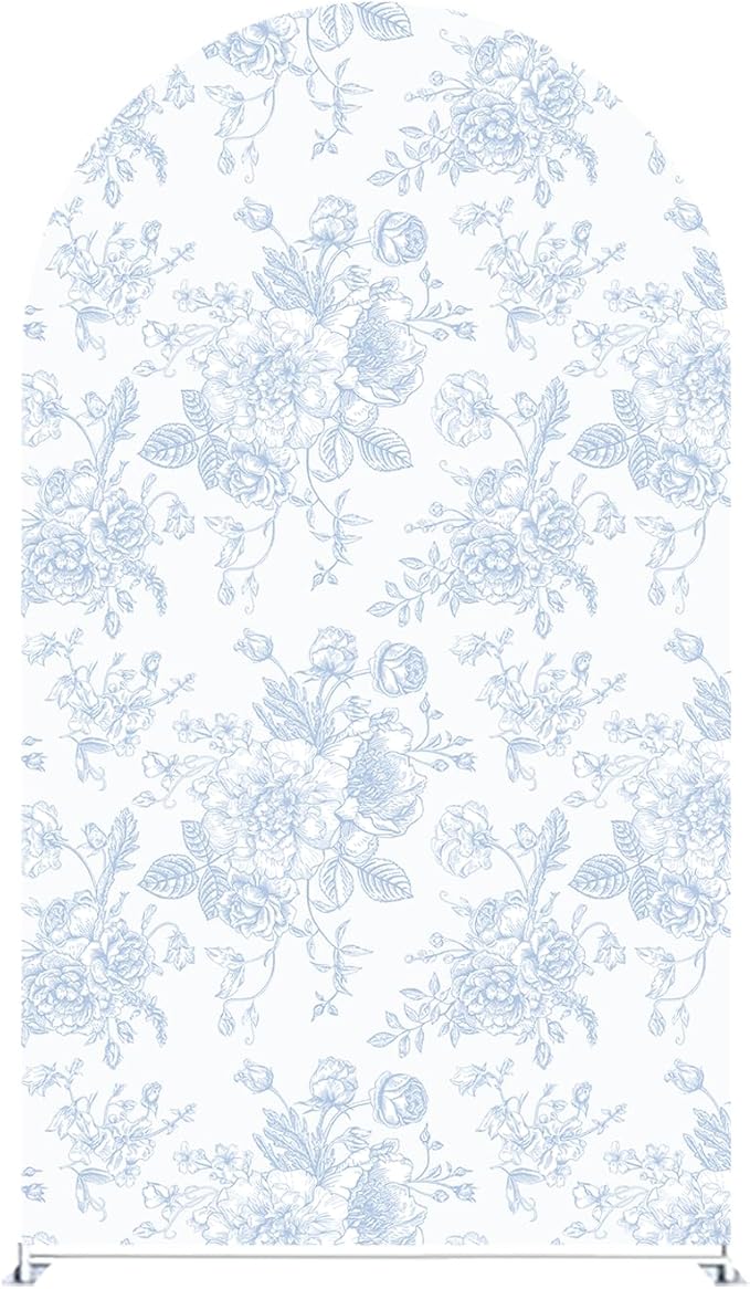 Something Blue Before I Do Arch Backdrop Cover Wedding Bridal Shower Bride to be Toile Party Arch Fabric Cover Blue Bloom Floral Baby Shower Decors (3X5ft,4135)