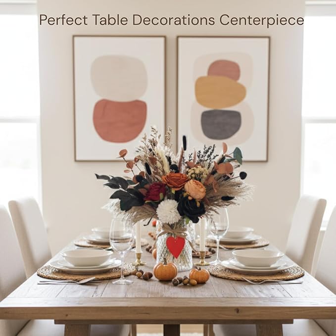 RyddeligHome Christmas Centerpieces for Dinner Table, Fall Centerpieces for Tables, Coffee Dining Table Centerpiece Decor for Home, Xmas Winter Decorations, Centro De Mesa De Otoño