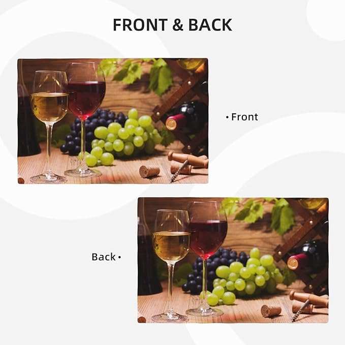 Wine Linen Placemats Set of 4 Red and White Wine Retro Country Placemat Indoor Outdoor Party Home Desktop Kitchen Dining Room Decoration 12x18 Inch