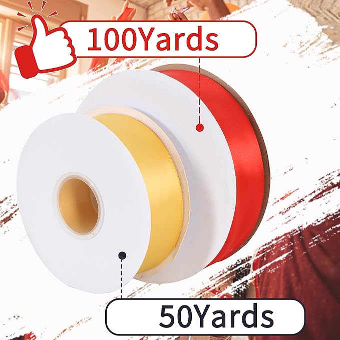 TONIFUL 100 Yards Red Ribbon 1-1/2 Inch Satin Ribbon for Gift Wrapping Bouquet Wrapping Eternal Flower Making and Wedding Chair Sash Valentine's Day Christmas Decorations Hair Bows Crafts & Sewing