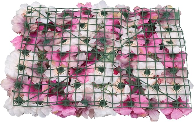 6 Pcs Flower Wall Panels, 23.6"x15.7" Artificial Flower Wall Backdrop Fuchsia Floral Panel with 3D Rose, Dahlia, Peony, Chrysanthemum for Wedding Party Nursery Home Decor