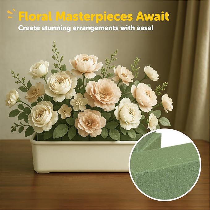 Premium Dry Floral Foam Blocks (3ct) - Green Foam for Flower Arrangements - Styrofoam Block for Artificial Flowers and Plant Decoration, Great for Crafts, Green Foam Bricks, Florist Foam Brick/Block