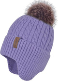 FENELY Women's Knitted Warm Beanie Winter Hat, Warm Chunky Snow Hat with Pompom