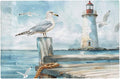 Lighthouse Seagull Placemats Set of 6 Washable Table Mats Ocean Nautical Coastal Heat-Resistant Cotton Linen Place Mats for Dining Table Kitchen Indoor Outdoor Party Holiday Decor
