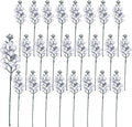 24Pack Christmas Picks Glitter Berries Stems Artificial White Berry Branches Holly Picks Stems Christmas Tree Ornaments for DIY Xmas Wreath Crafts Gifts Holiday Home Decor (White)