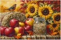 Autumn Apple Flower Sunflower Placemats Set of 4 PVC Vinyl Non Slip Table Mats Heat Resistant Place Mats Washable Wipeable Dining Table Mat for Kitchen Decor Party Indoor Outdoor Decorative Gift