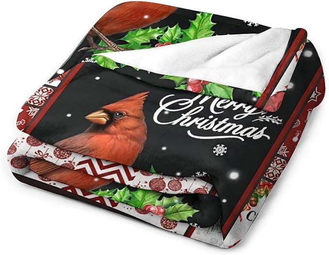 Cardinal Christmas Throw Blanket for Kids & Adults - Soft, Warm & Cozy Fleece for Couch, Sofa & Bed - 40"x50"