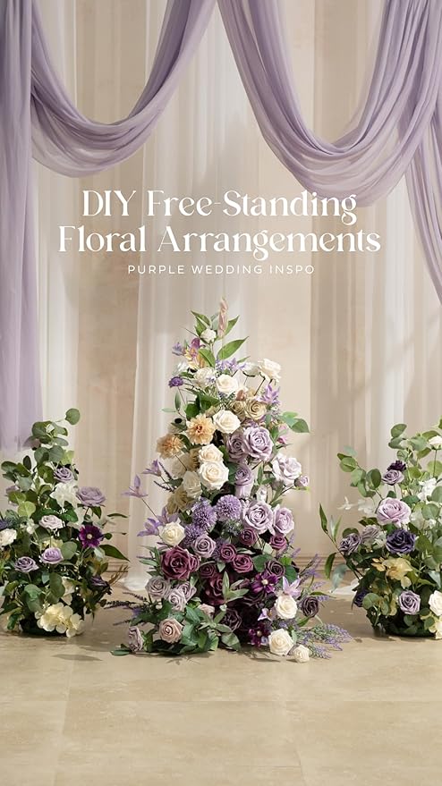 Ling’s Moment Artificial Flowers 25Pcs Purple Roses Decor w/Stems,3" Real Touch DIY Foam Floral for Wedding Bouquet/Centerpieces, Outdoors Party Backdrop, Room/Table, and Garden/Pot Decorations （2023）