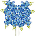 30 Inch Blue Orchids Artificial Flowers Real Touch Phalaenopsis Spray Artificial Orchid Stems with 12 Orchid Flowers Fake Phalaenopsis Tall Faux Flowers Arrangement for Home Decor Party Wedding Decor